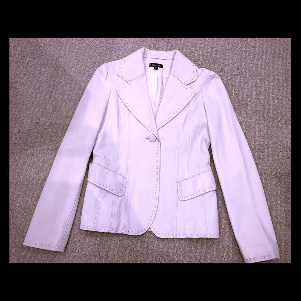 Bebe white leather blazer jacket